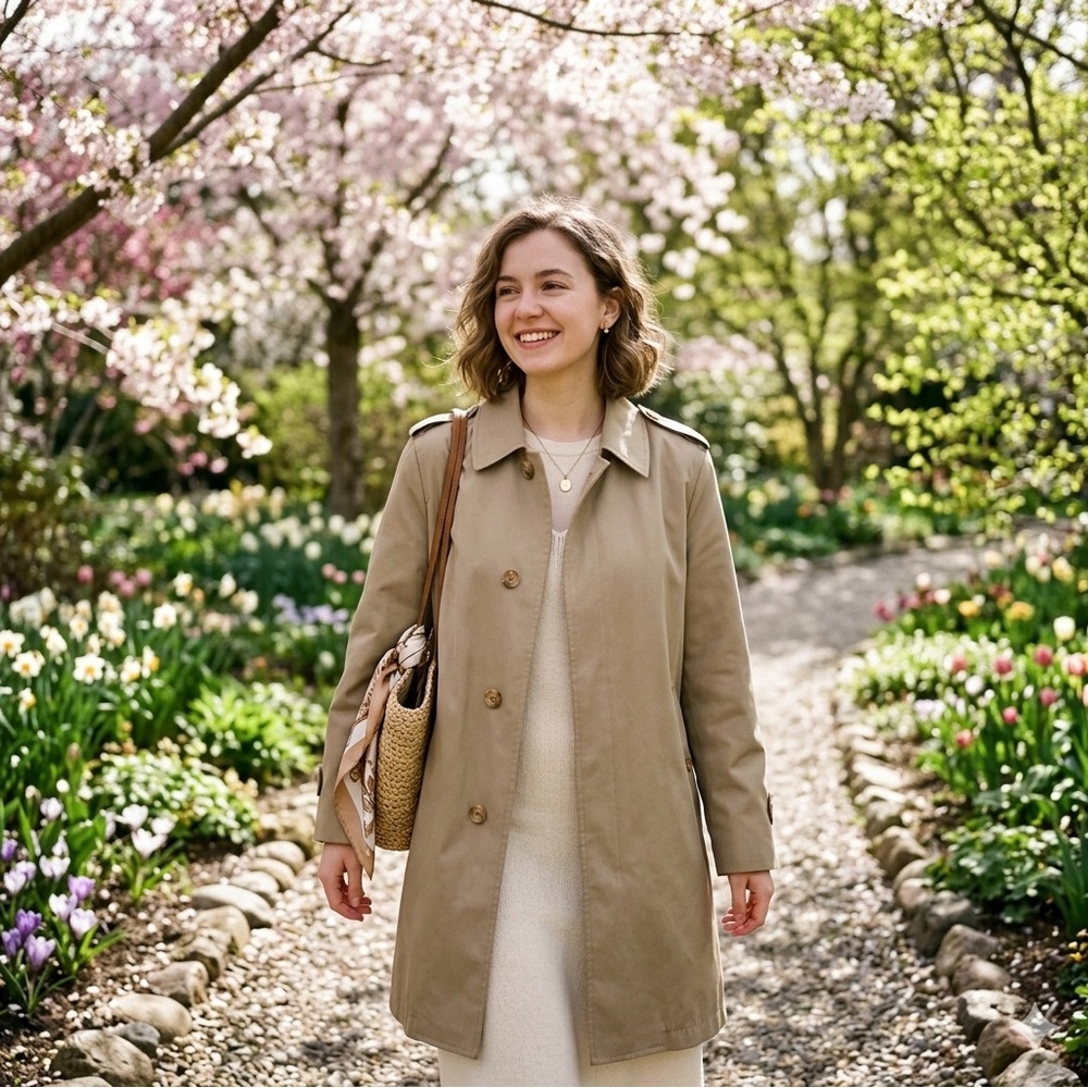 Misty Harbor Classic Tan Trench Coat - Lined & Elegant